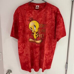 Vintage 2001 Y2K Looney Tunes Tweety Tie Dye T-Shirt